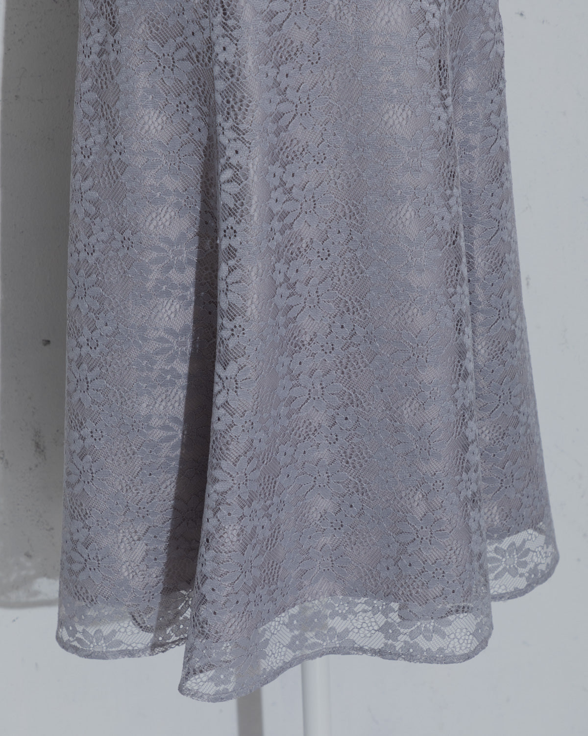 ラウンドフリル総レースロングワンピ