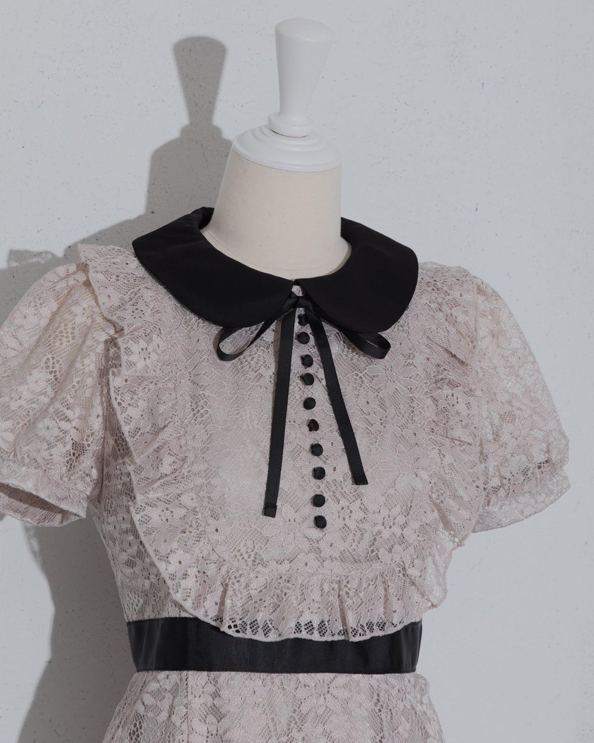 ラウンドフリル総レースロングワンピ