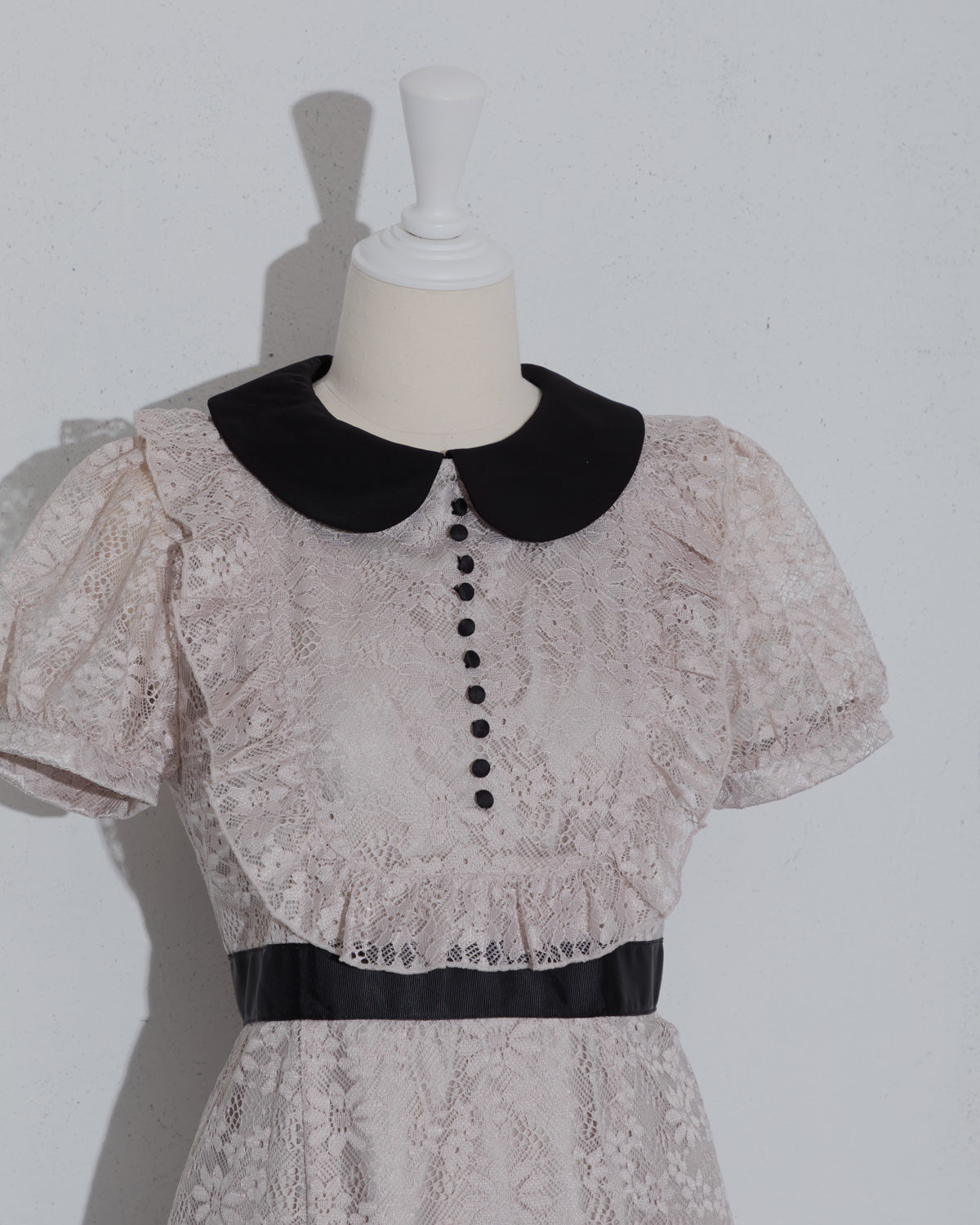 ラウンドフリル総レースロングワンピ