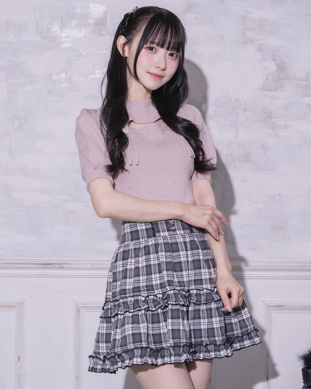 pium　カットアウトグリッタータートルニット　ブラック カットアウトグリッタータートルニット – pium