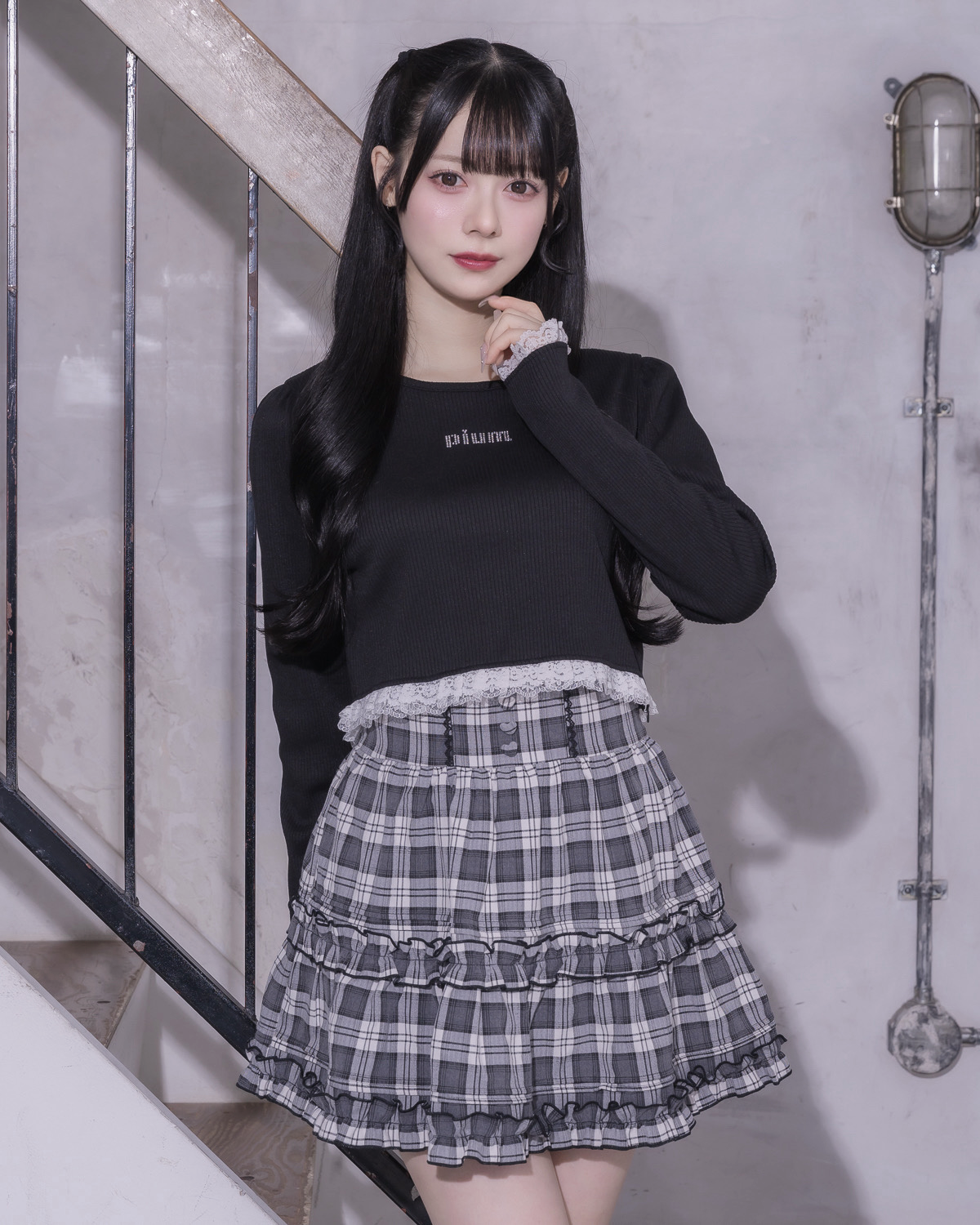 モデル身長:155cm/着用カラー:アイボリーチェック