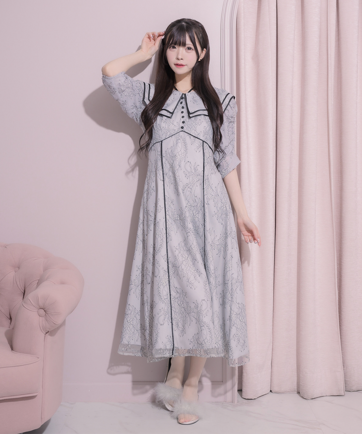 モデル身長:161cm/着用カラー:ブルーグレー