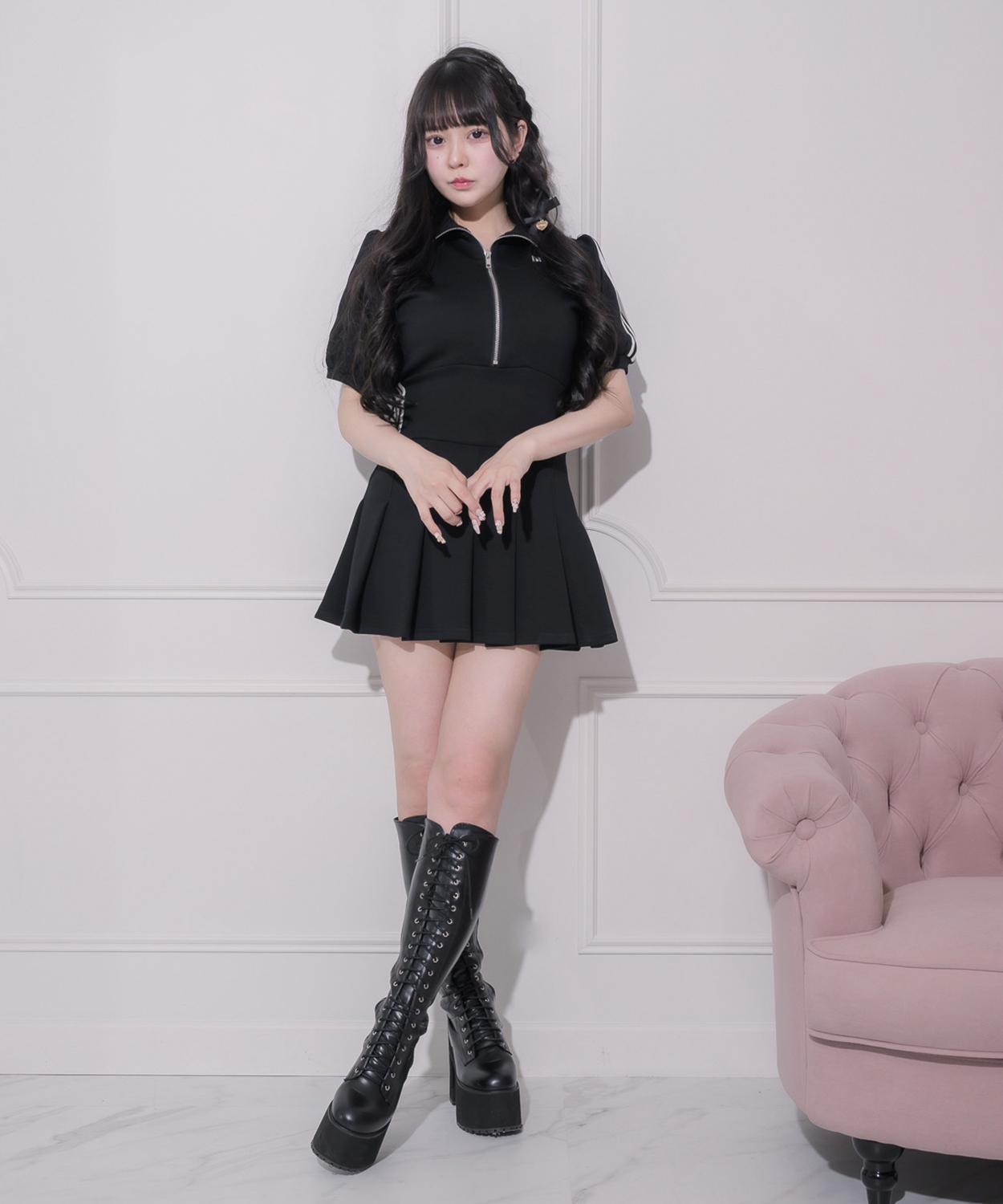 ダブルラインジャージミニワンピース – pium