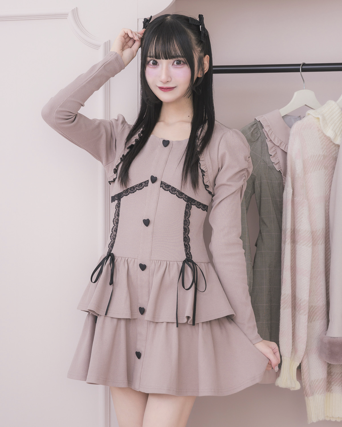 モデル身長：157cm/着用カラー : ピンク