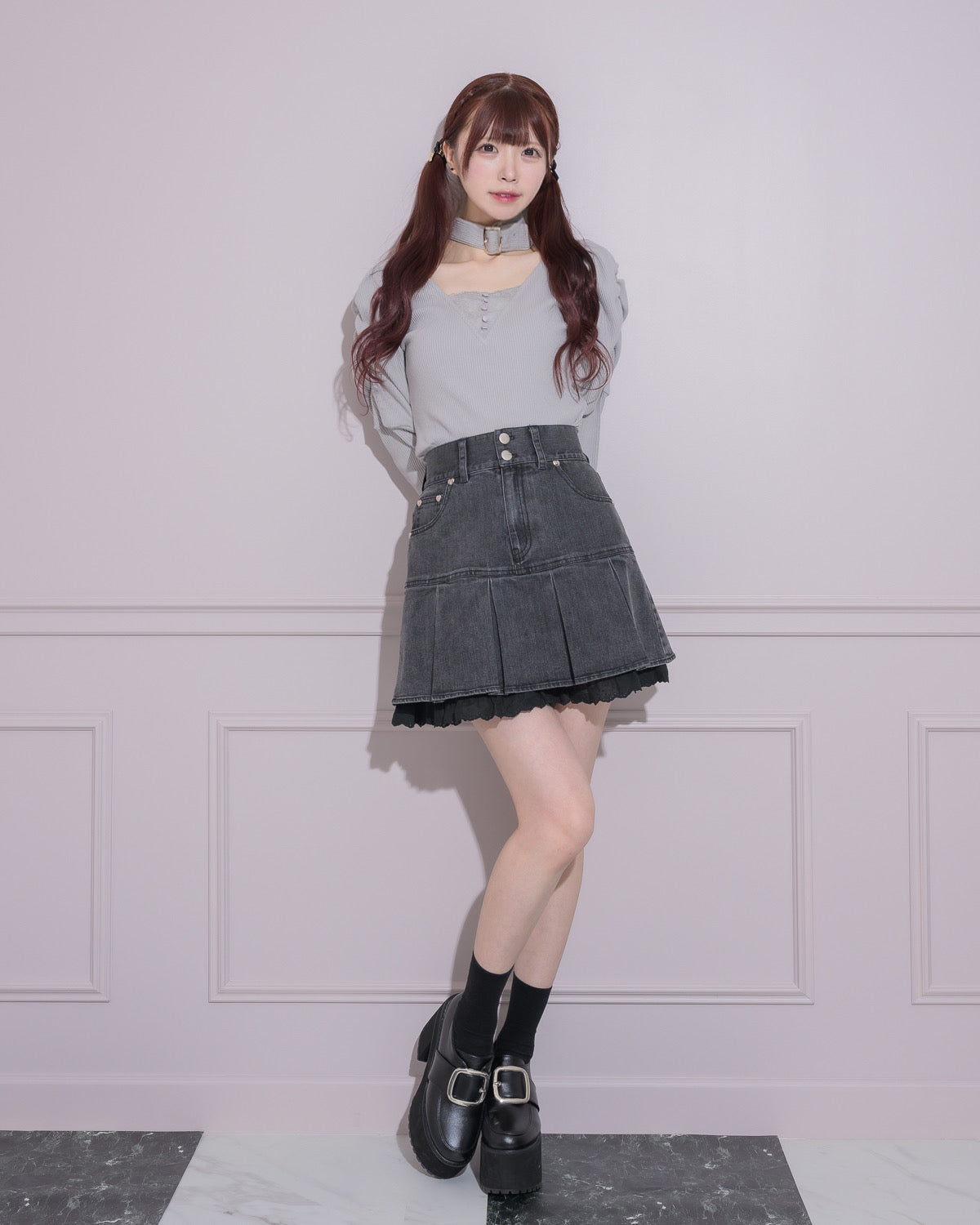 モデル身長:161cm/着用カラー:ブルーグレー