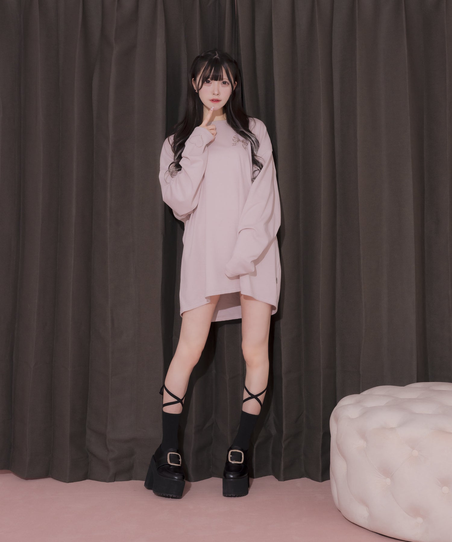 モデル身長:161cm/着用カラー:ベビーピンク