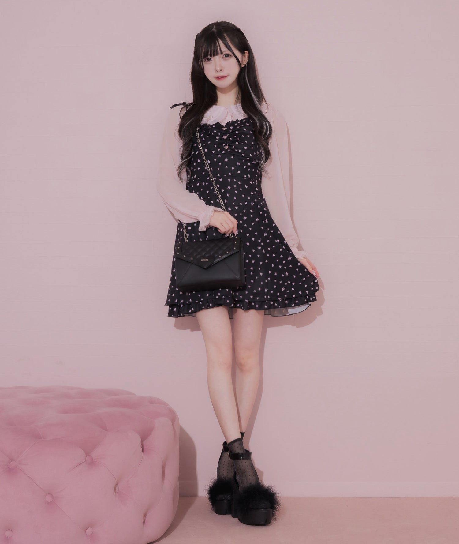 piumハートフリルキャミワンピース