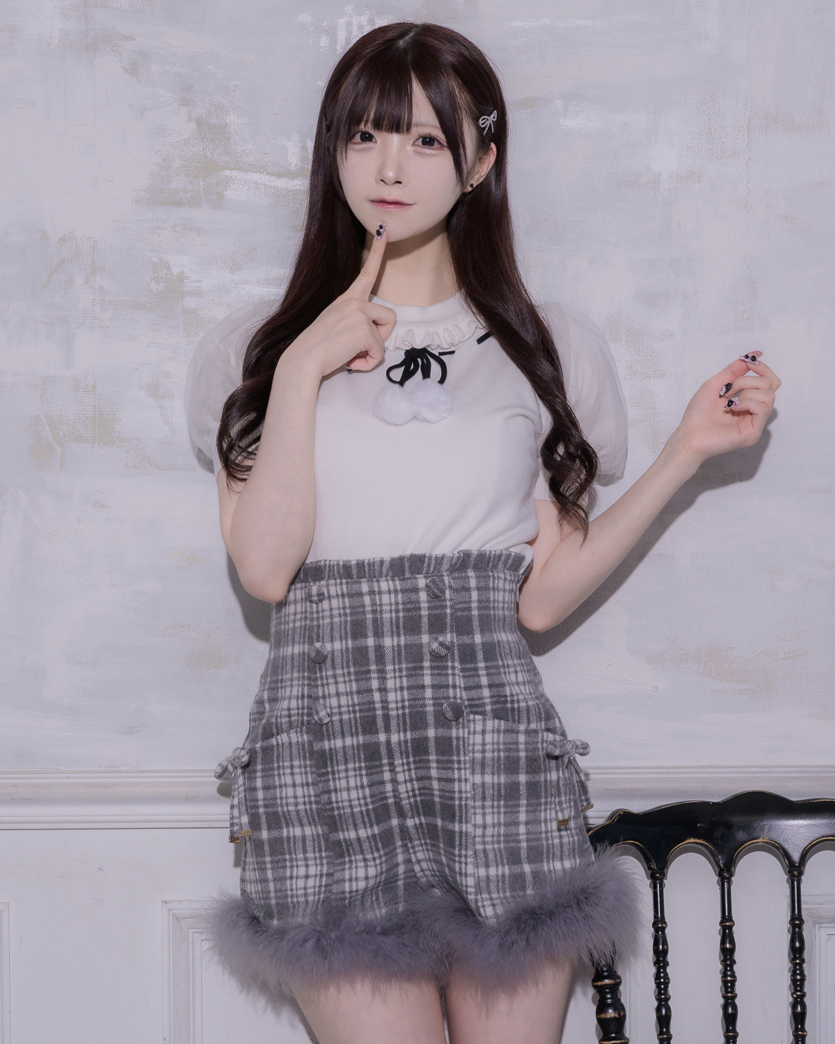 モデル身長:161cm/着用カラー:グレーチェック