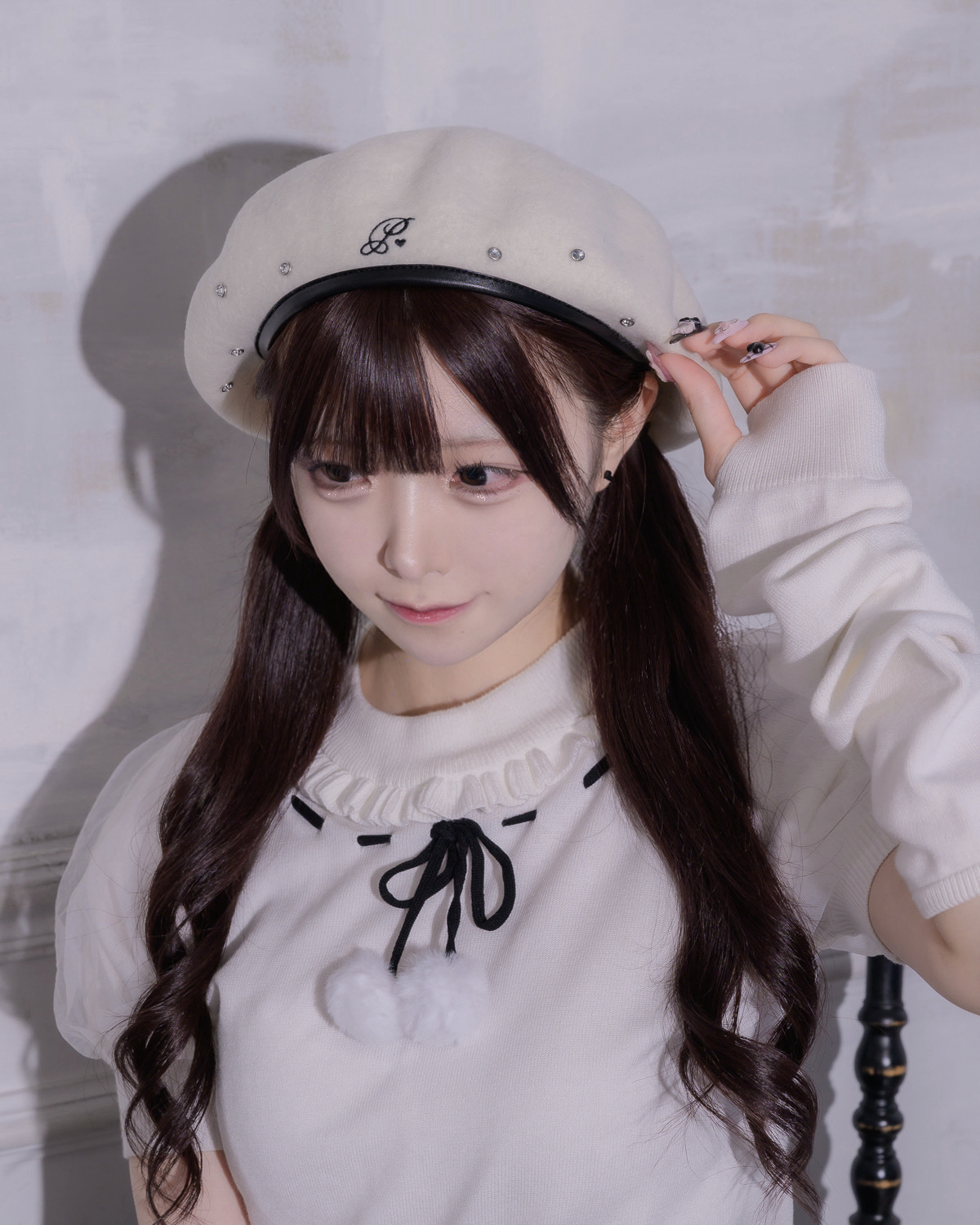 ピウム pium ベレー帽 即購入可 piumロゴビジュースタッズベレー