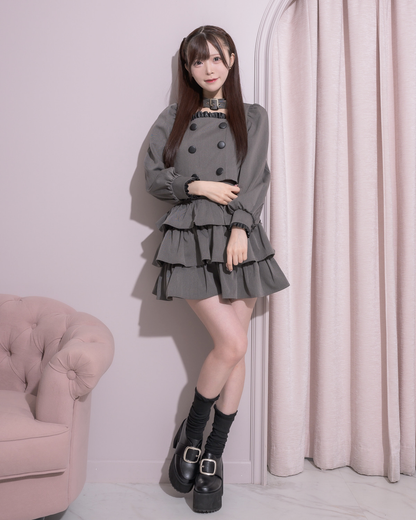pium ティアードフリルミニスカート チャコール ティアードフリルミニスカート – pium