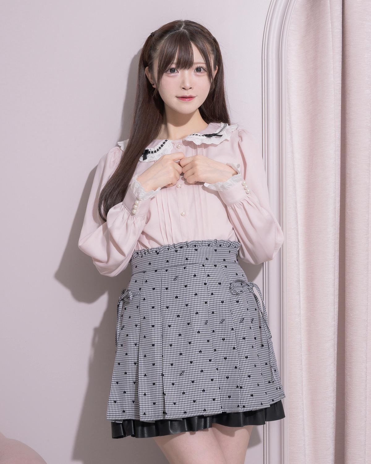 モデル身長:161cm/着用カラー:ピンク