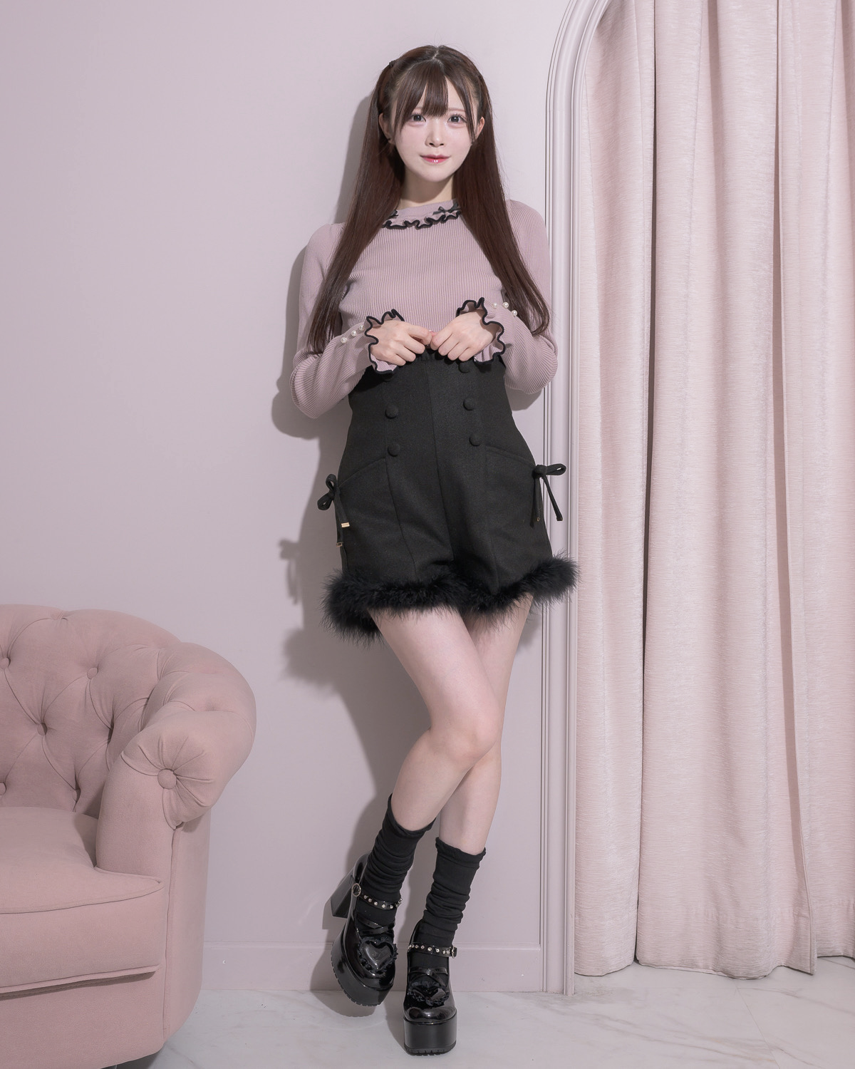 モデル身長:161cm/着用カラー:ピンク