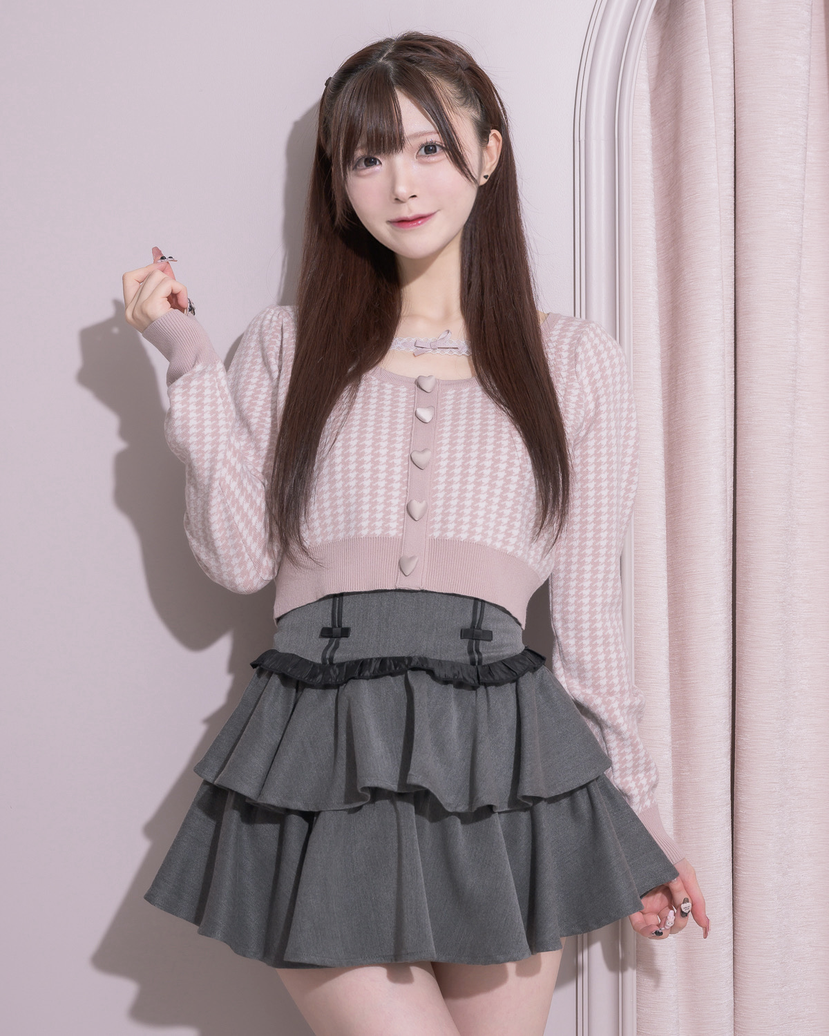 【♪ 様 専】pium レーステープハートボタンニット レーステープハートボタンニット – pium