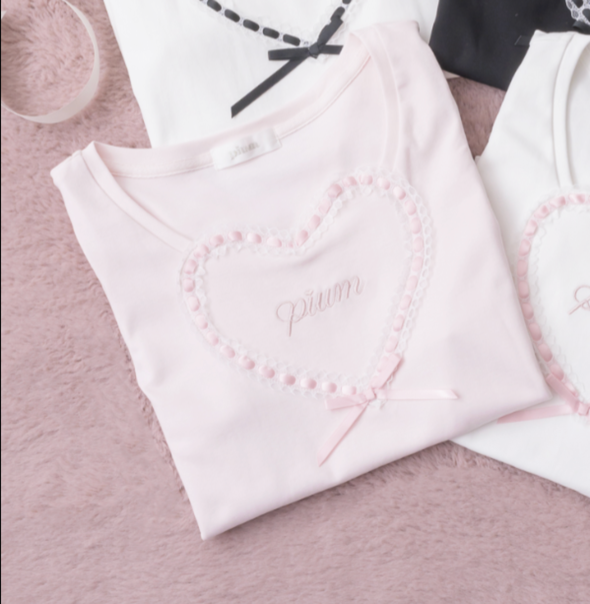 ハートレースパフスリーブTシャツ