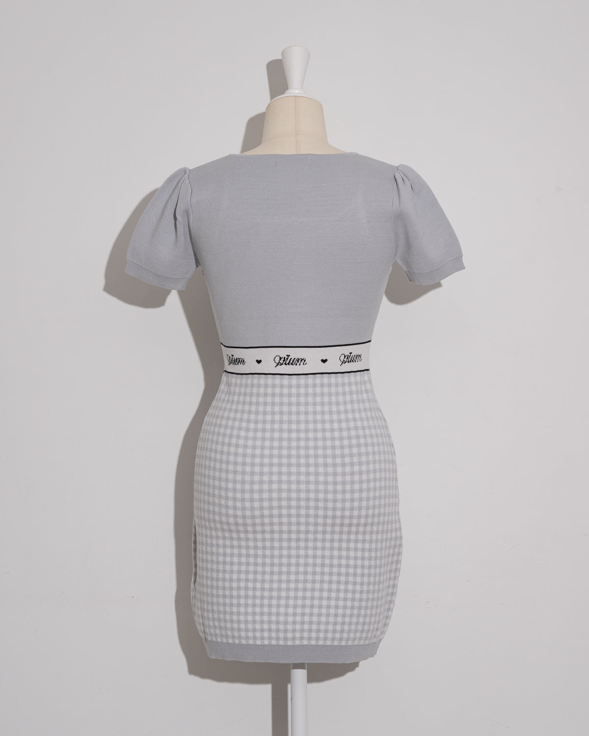 レーステープギンガムニットワンピース