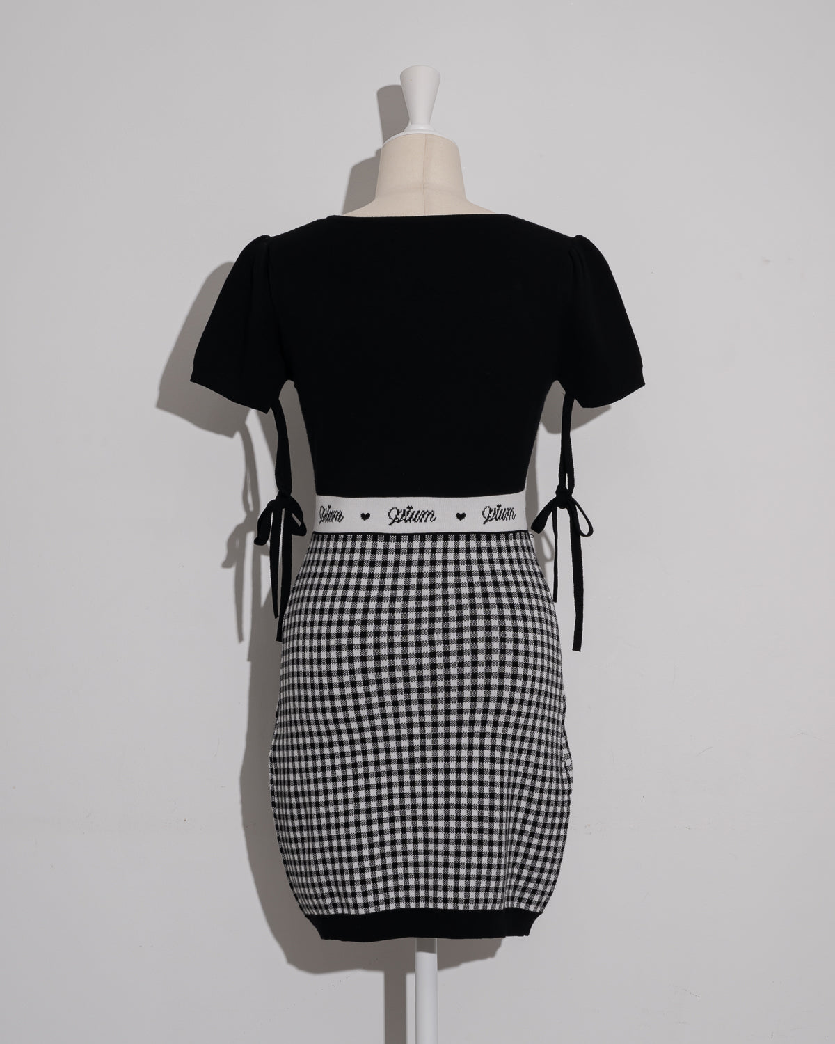 レーステープギンガムニットワンピース