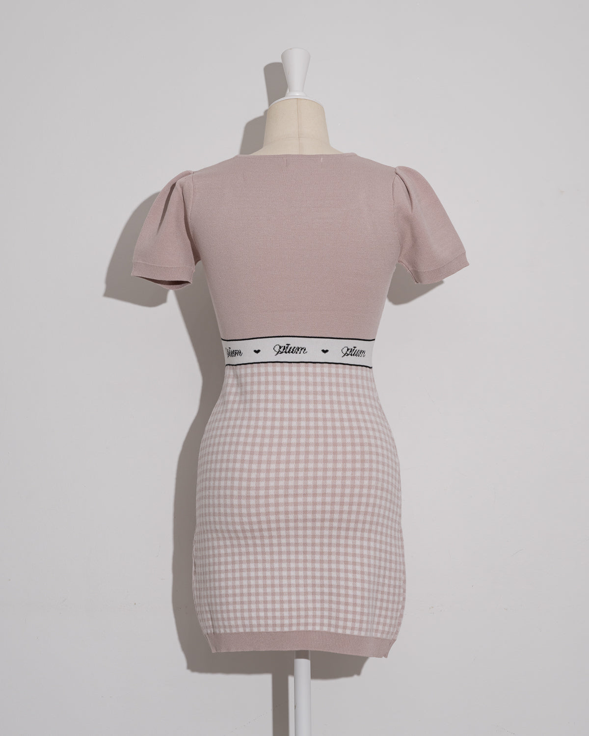 レーステープギンガムニットワンピース