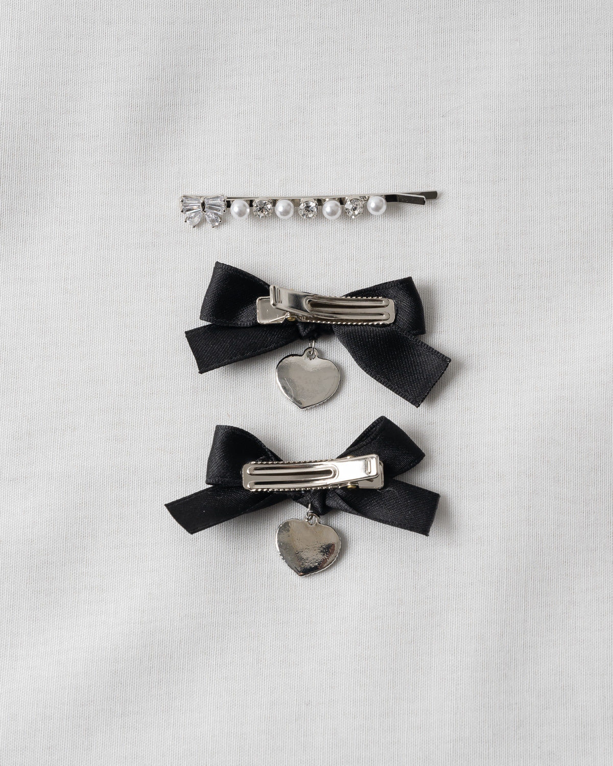 ビジューリボンヘアピンセット