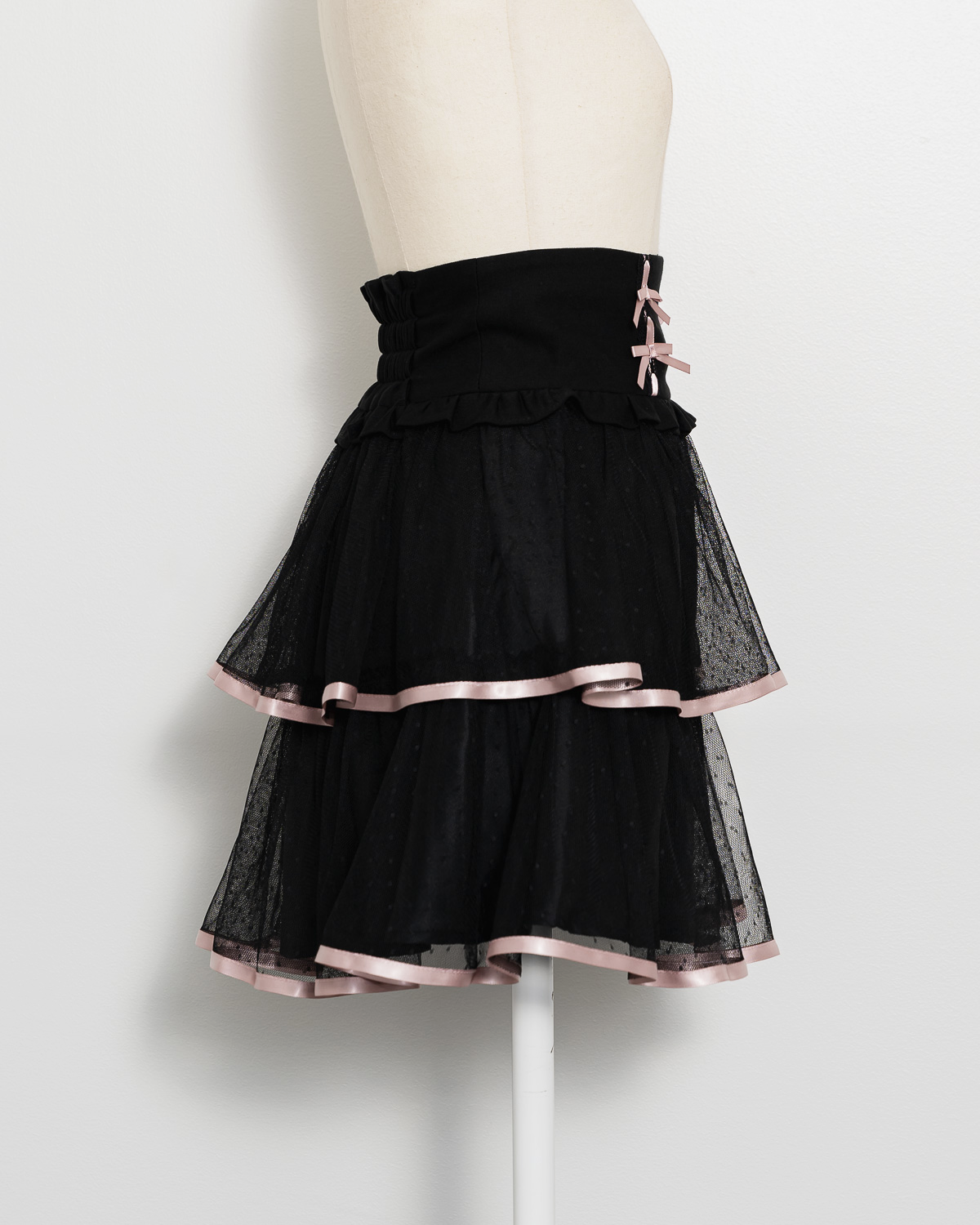 ドットチュールフリルティアードスカート