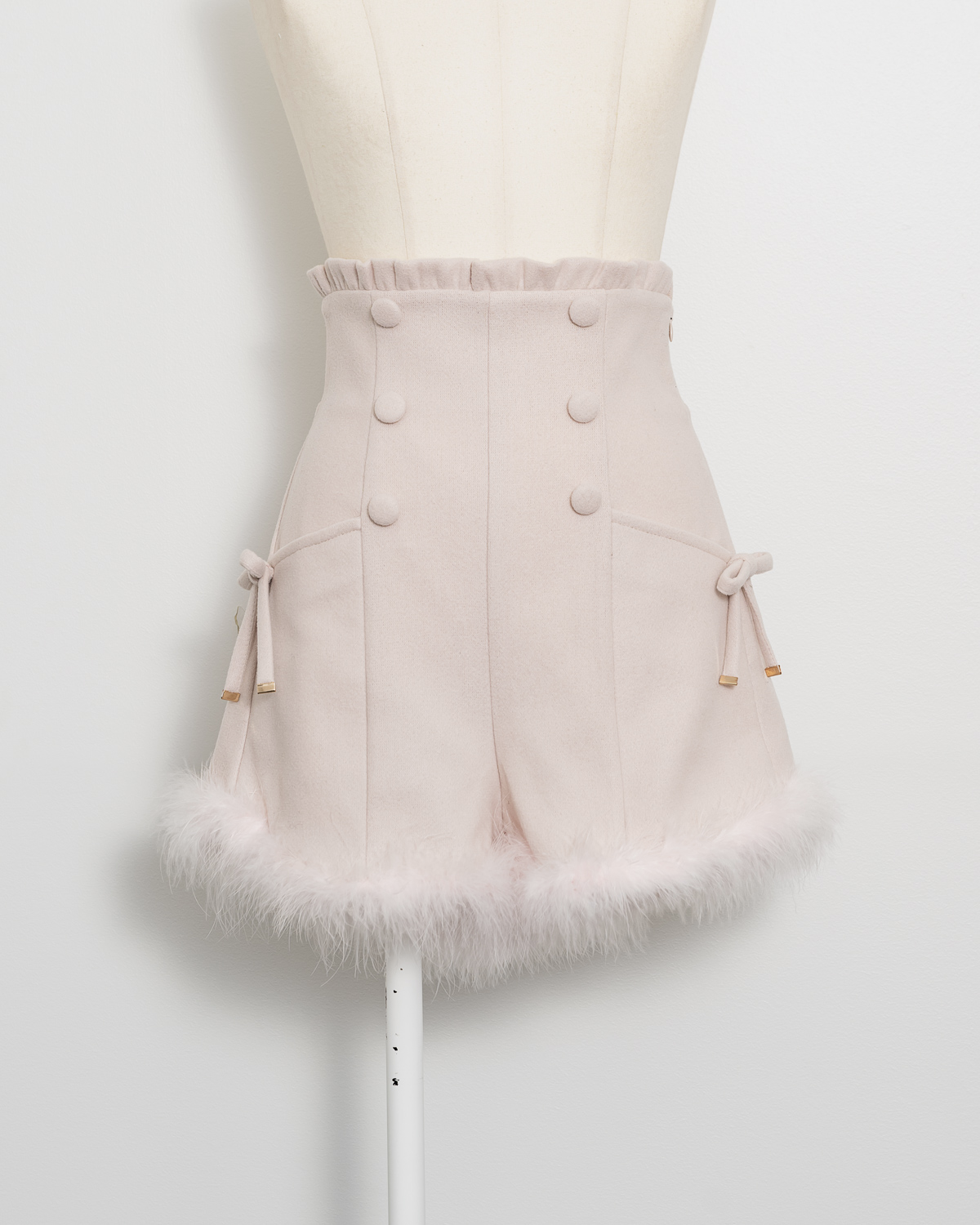 pium❤︎ ハイウエストファーショートパンツペールピンク ハイウエストファーショートパンツ – pium