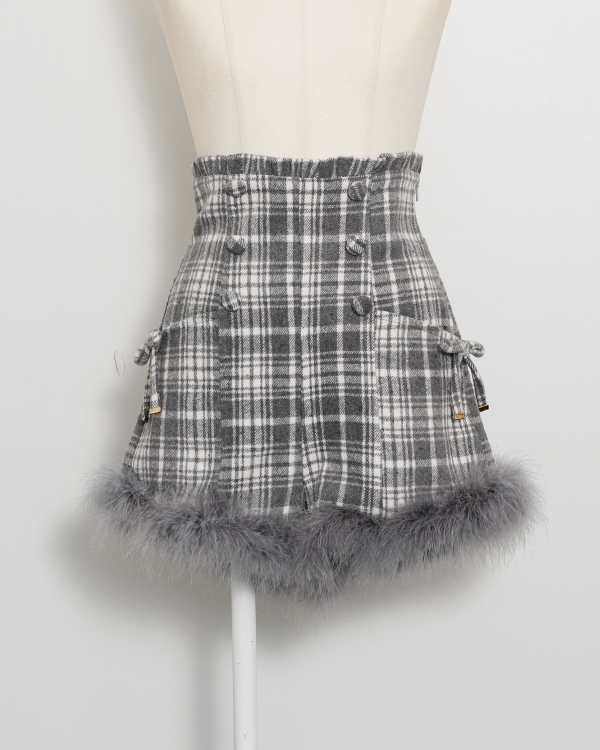 Pium ハイウエストファーショートパンツ グレー ハイウエストファーショートパンツ – pium