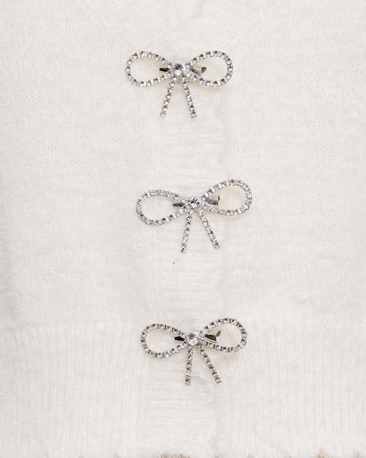 リボンビジューラメフェザーカーデ