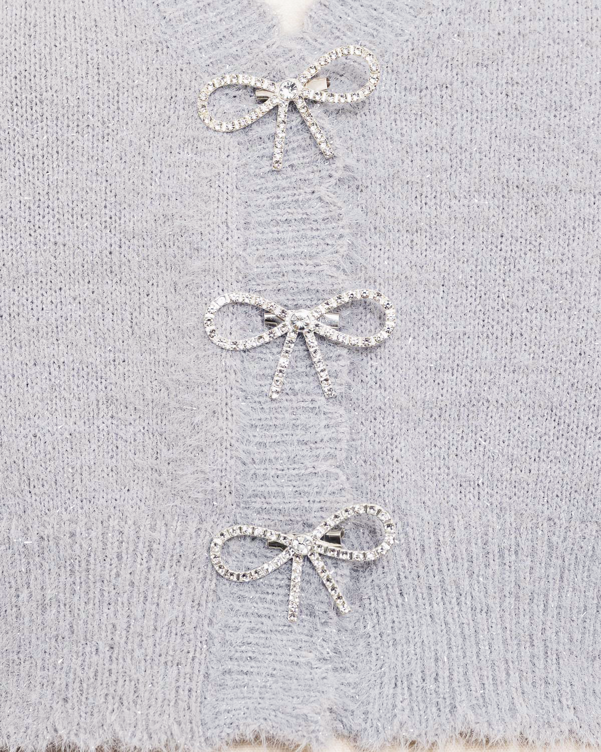 リボンビジューラメフェザーカーデ