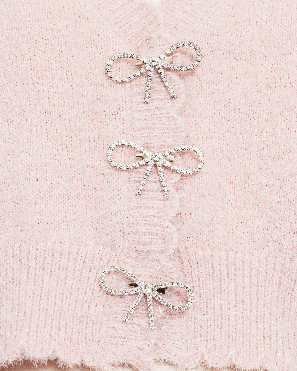 リボンビジューラメフェザーカーデ