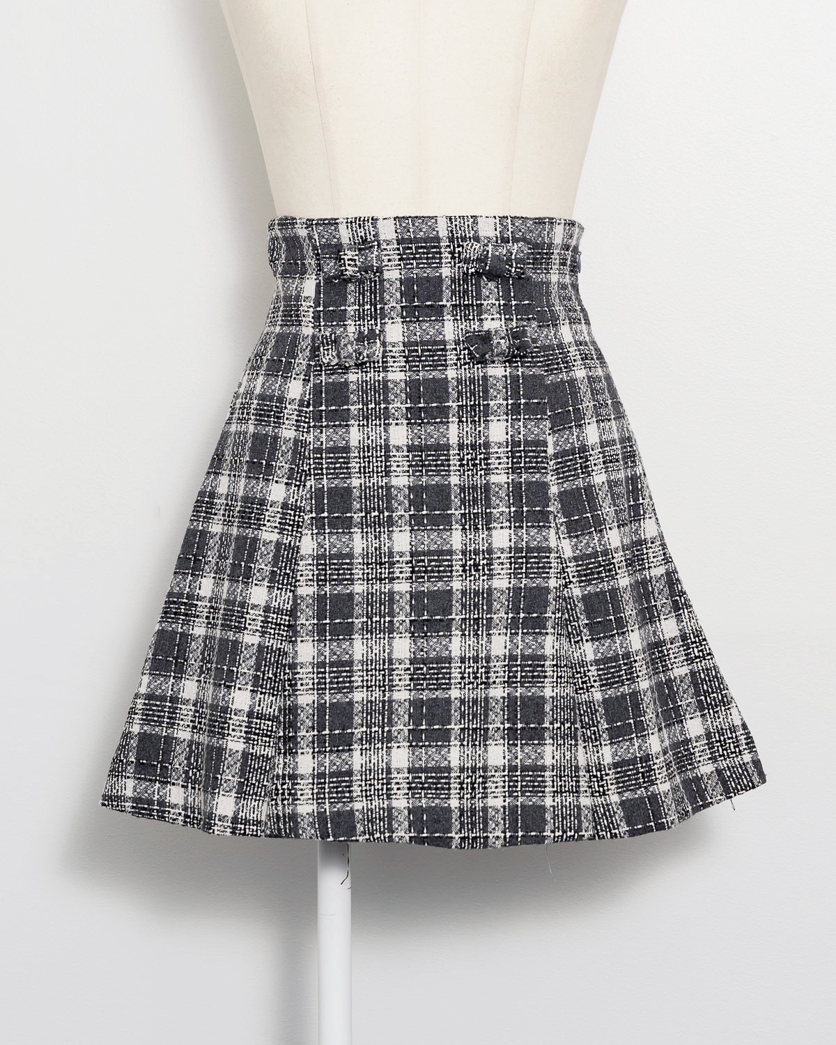 フロントリボンタックフレアミニスカート