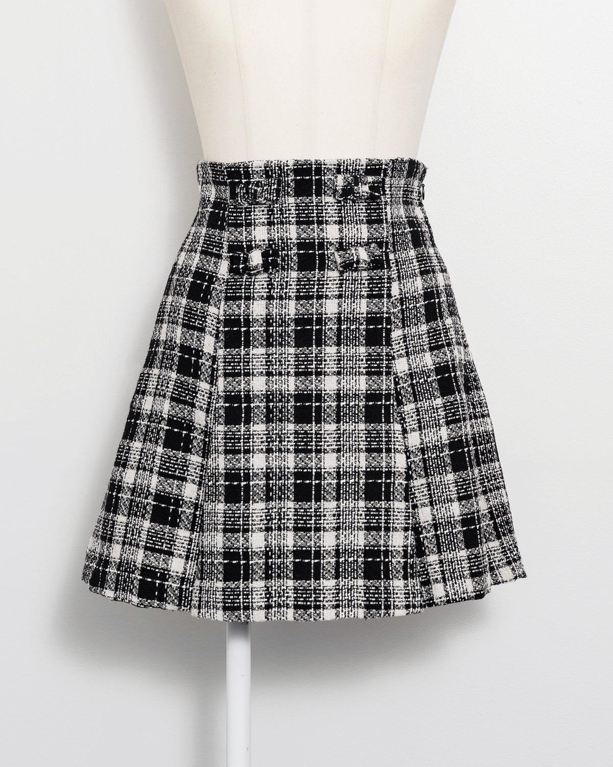 フロントリボンタックフレアミニスカート