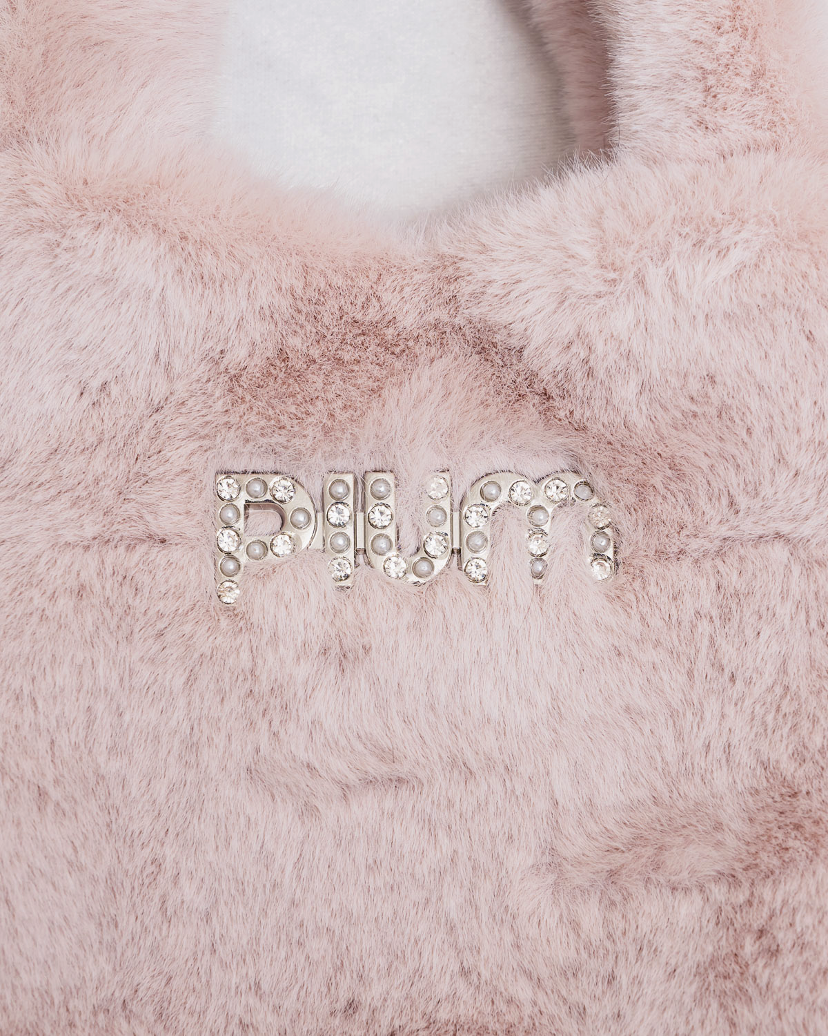 ビジューロゴハート型ファーバッグ