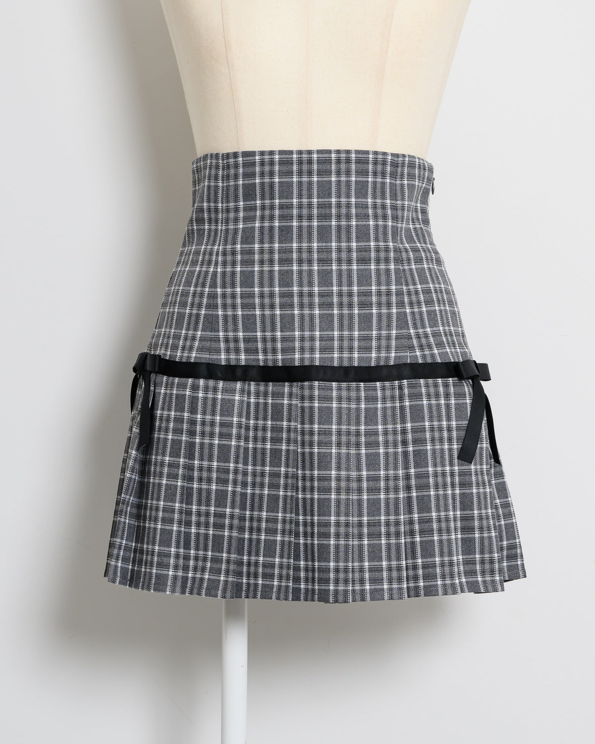 サイドリボンハイウエストプリーツスカート