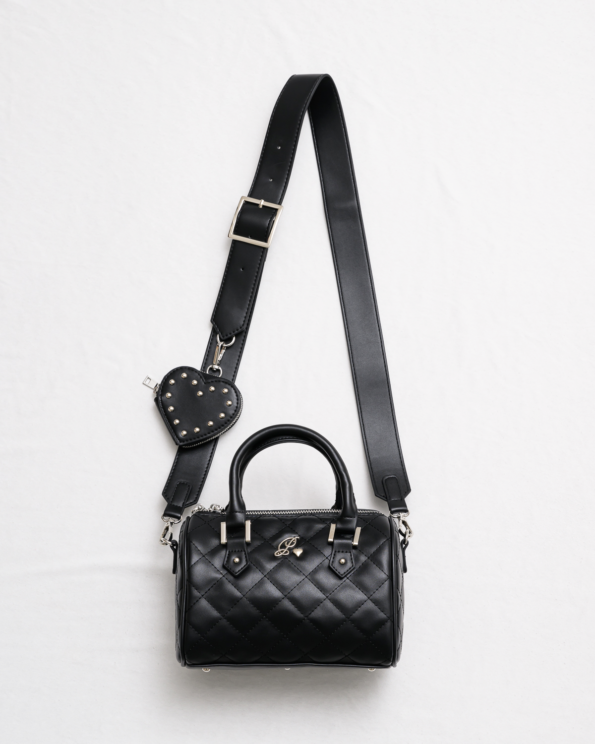 pium ピウム ハートポーチ付きキルティングボストンバッグ ハート pium ピウム ハートポーチ付きキルティングボストンバッグ ハート