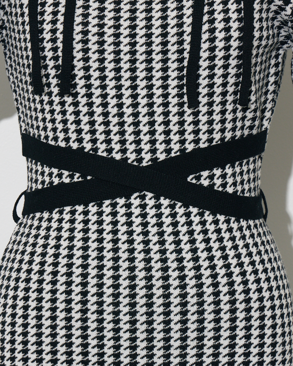 千鳥柄アームウォーマー付きニットワンピ