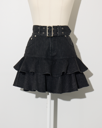 pium 】ベルト付きティアードレザースカート み*ー様 pium ベルト付き pium 】ベルト付きティアードレザースカート み*ー様 pium ベルト付き