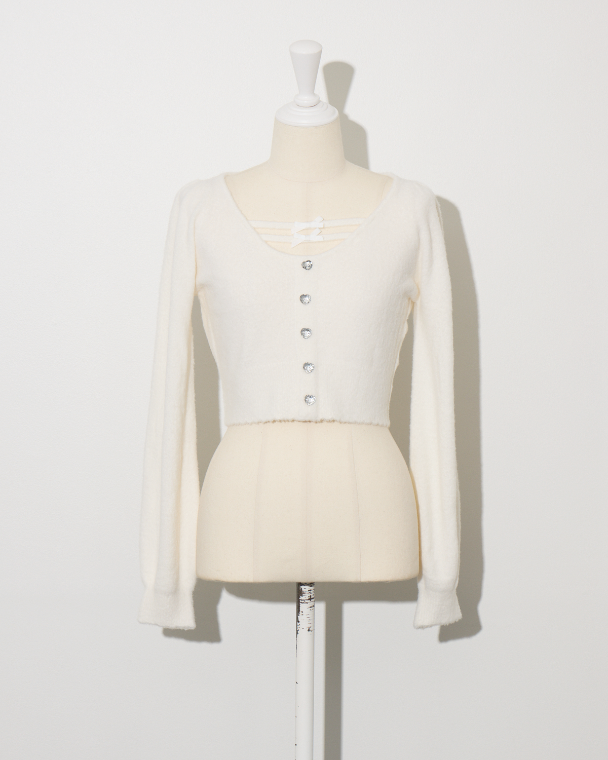 pium リボンテープハートボタンマシュマロニット リボンテープハートボタンマシュマロニット – pium