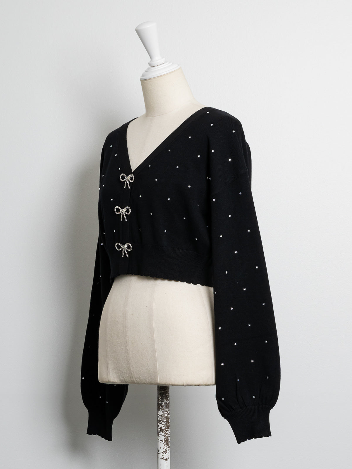 ビジューリボンニットカーディガン