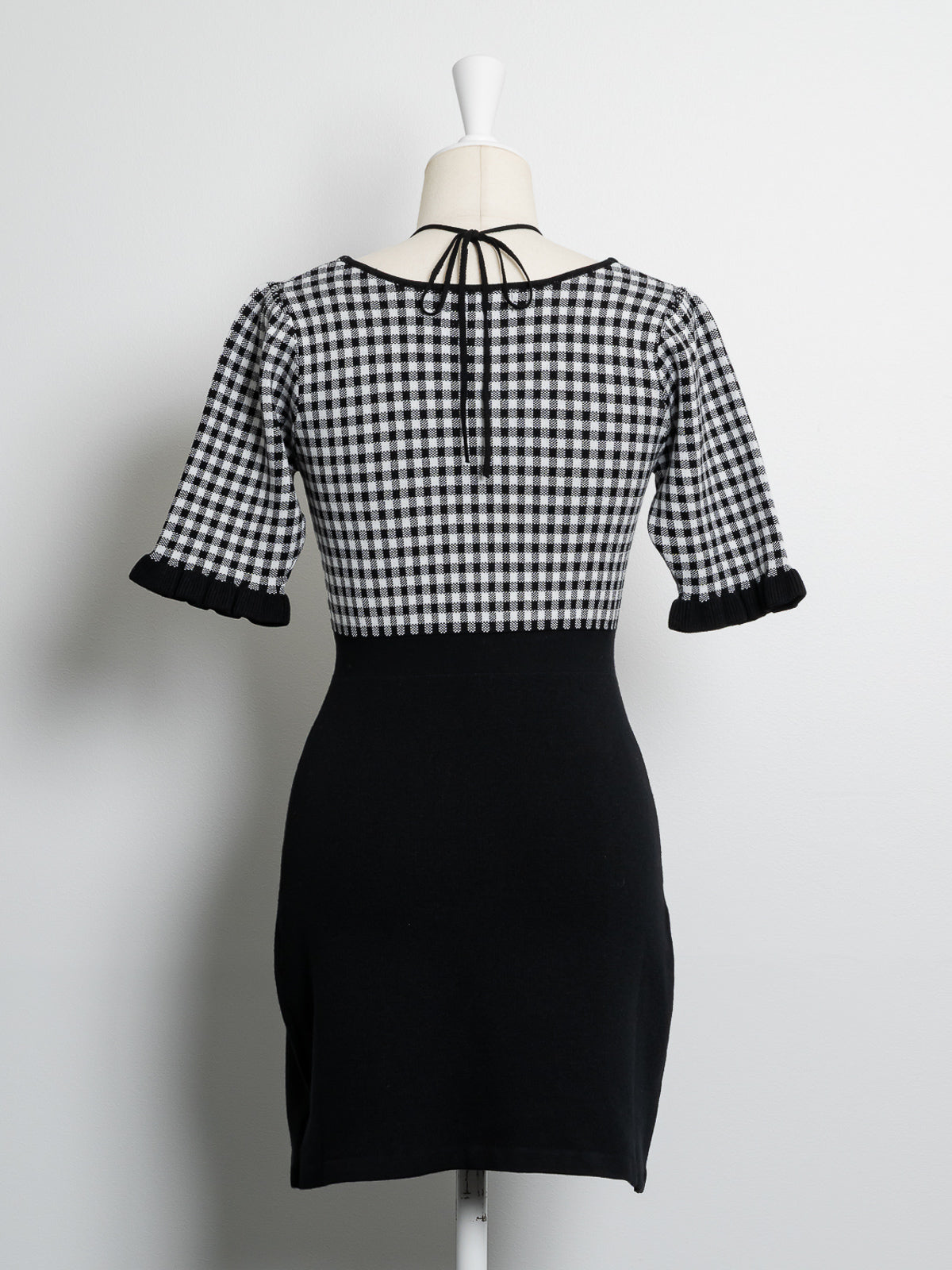 ドーリーギンガムニットカフェワンピ