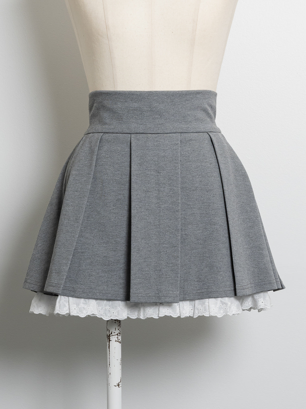 バイカラーTシャツ×タックミニスカートセット