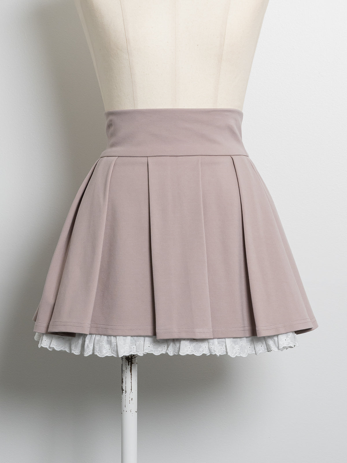 バイカラーTシャツ×タックミニスカートセット