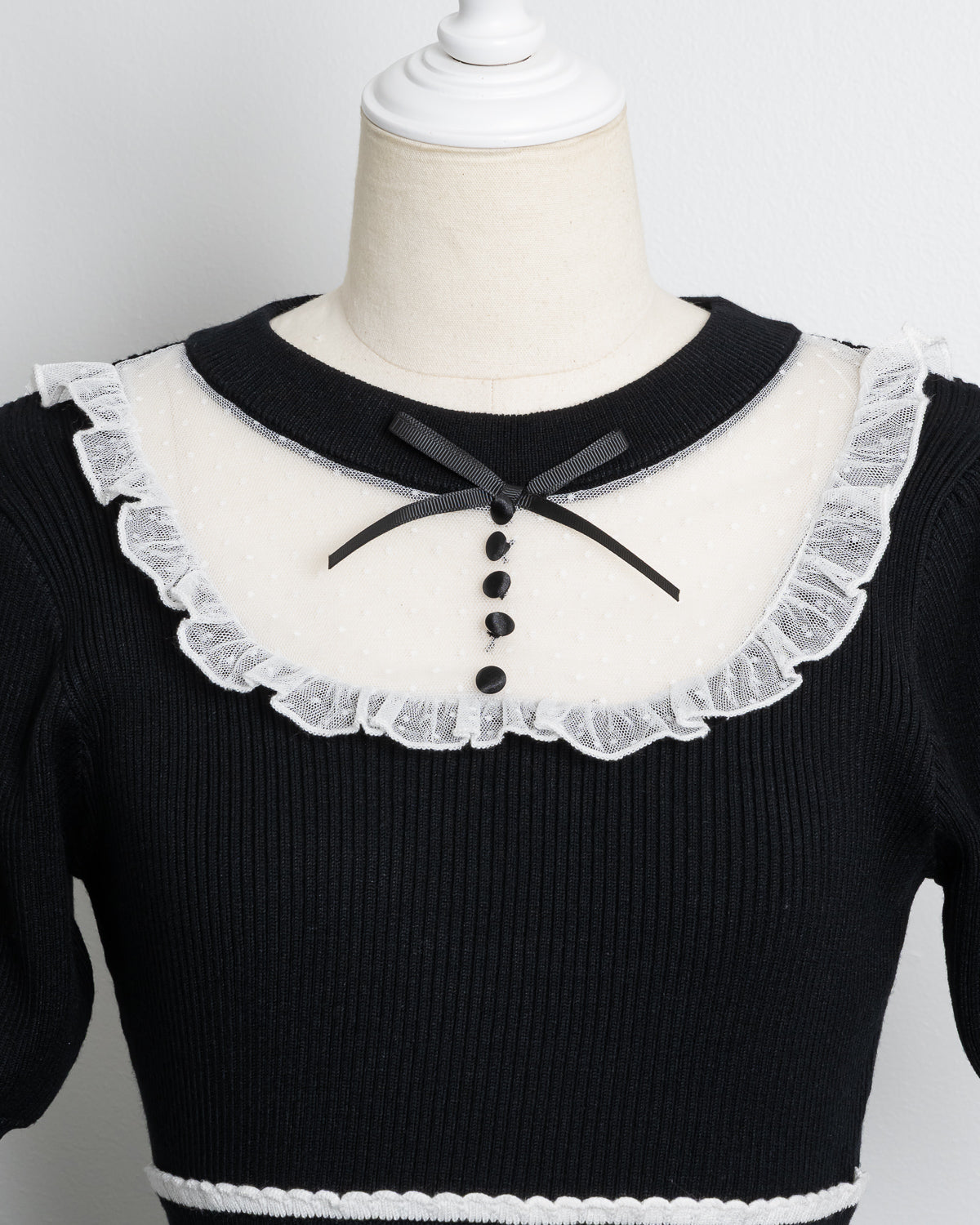 チュールフリルドーリーニットパフワンピ