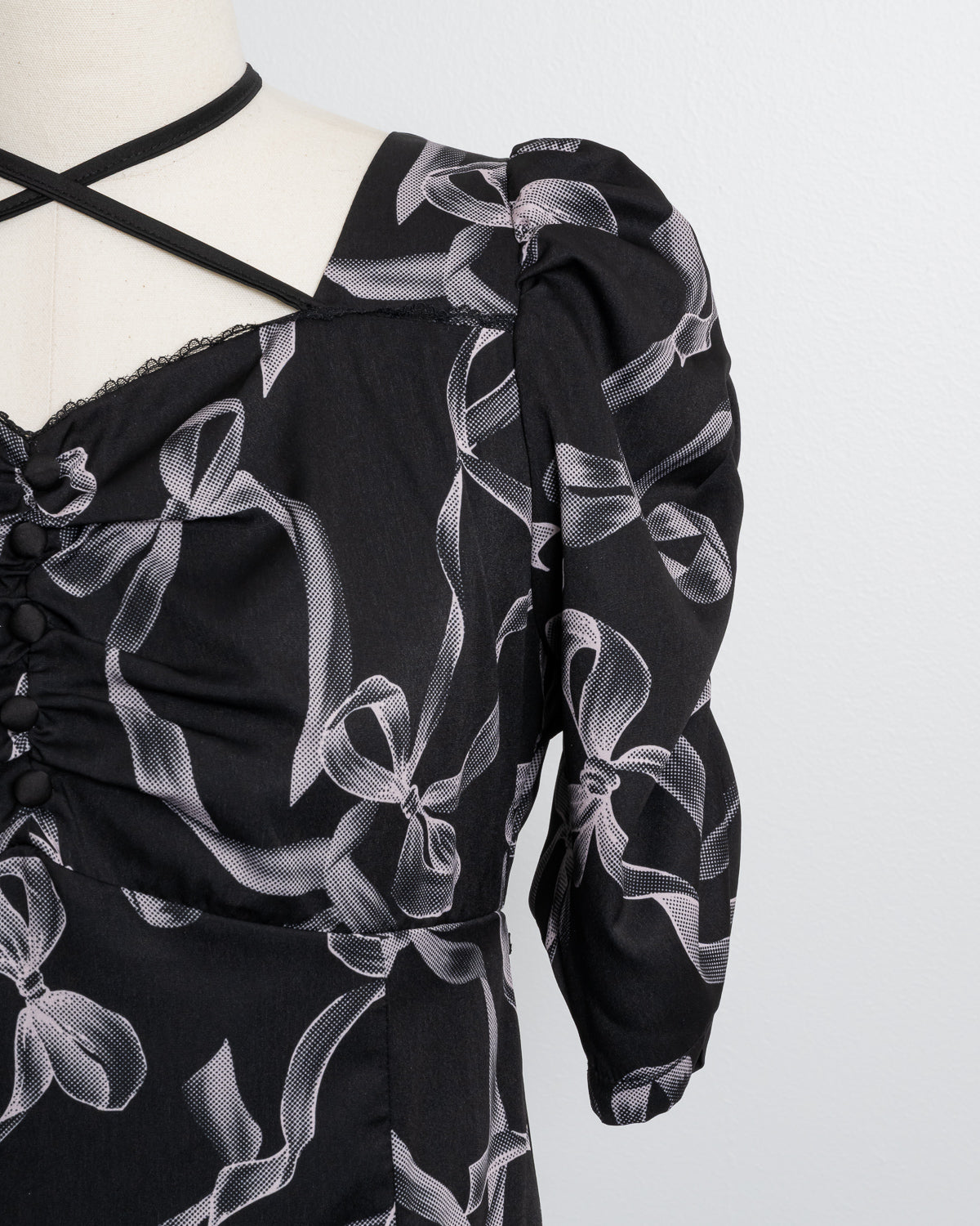 リボン柄ロングワンピース