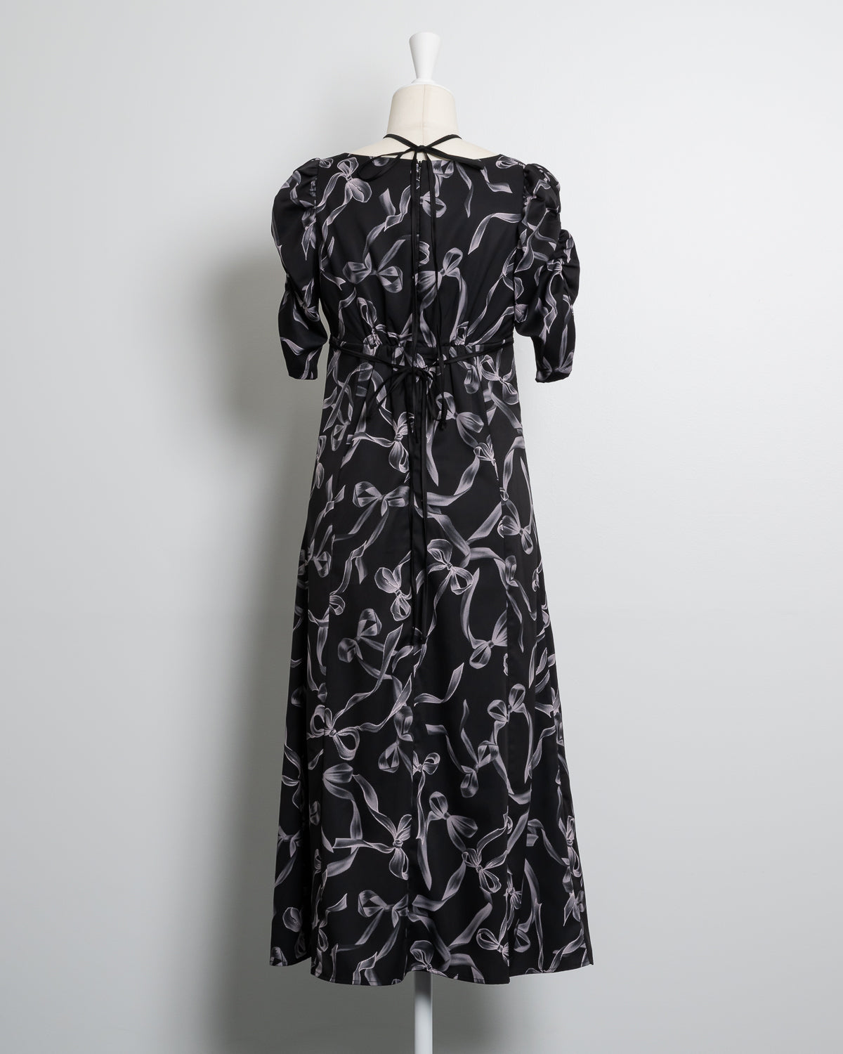 リボン柄ロングワンピース