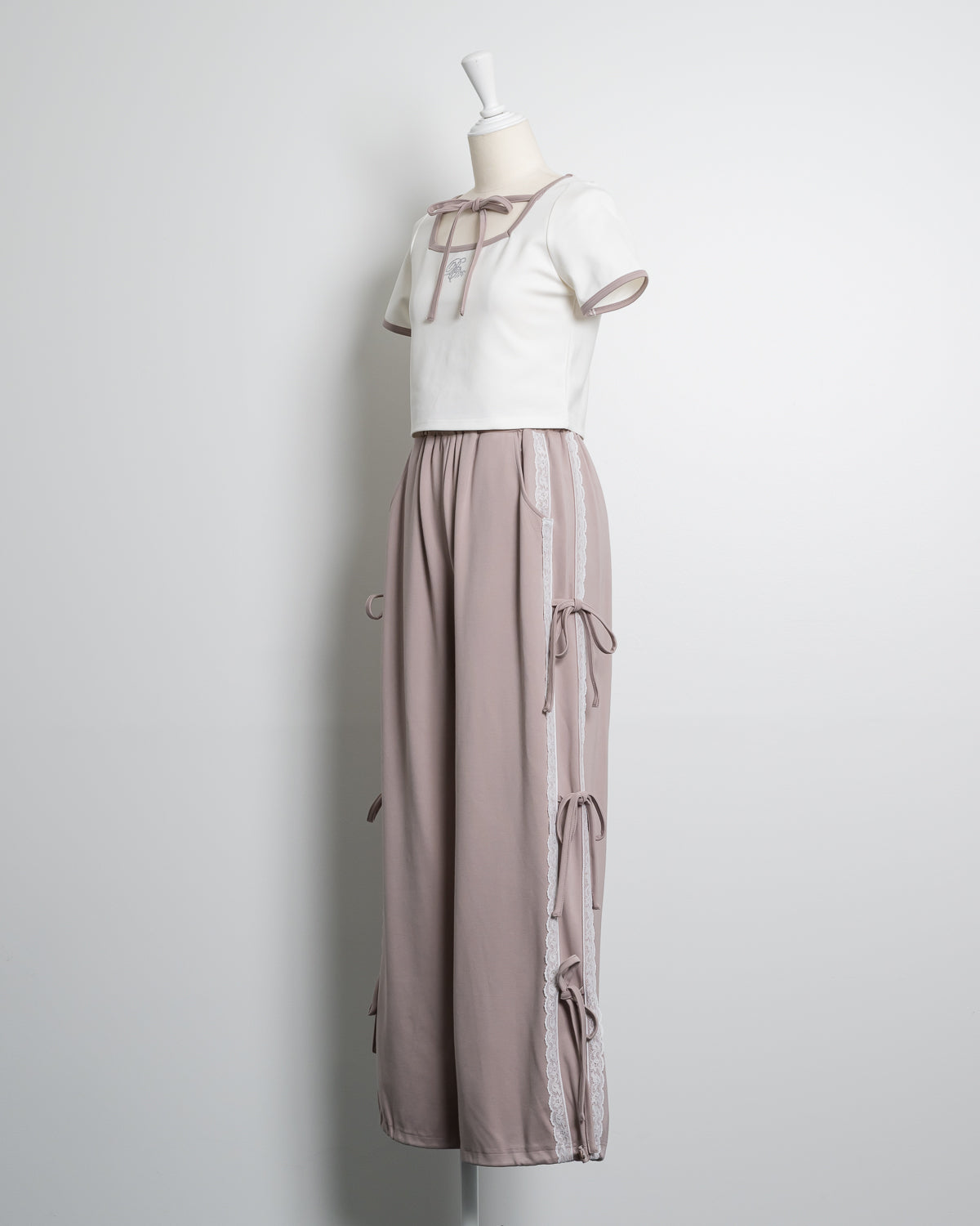 ストーンロゴリボンテープパンツセット