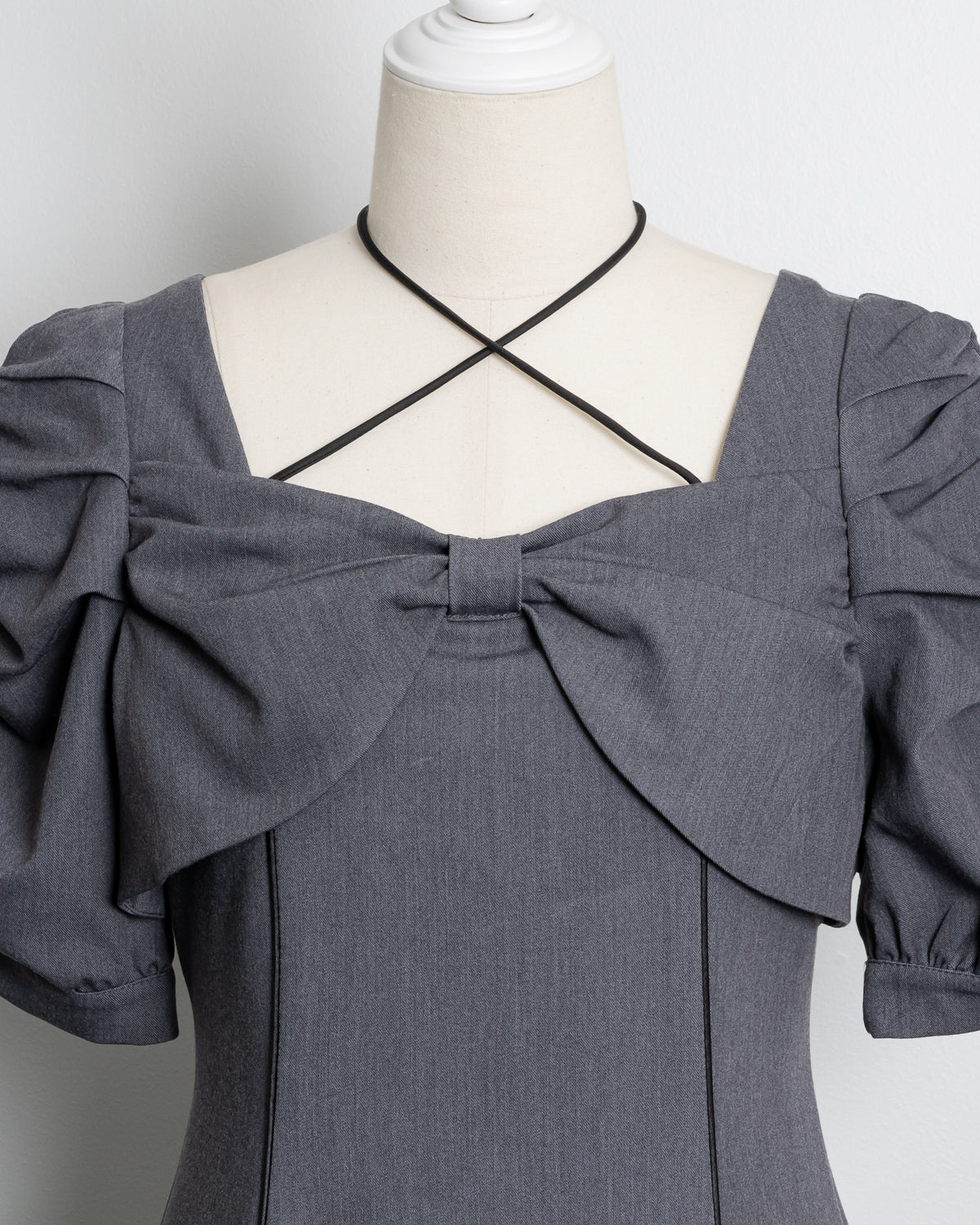 フロントリボンフレアロングワンピース