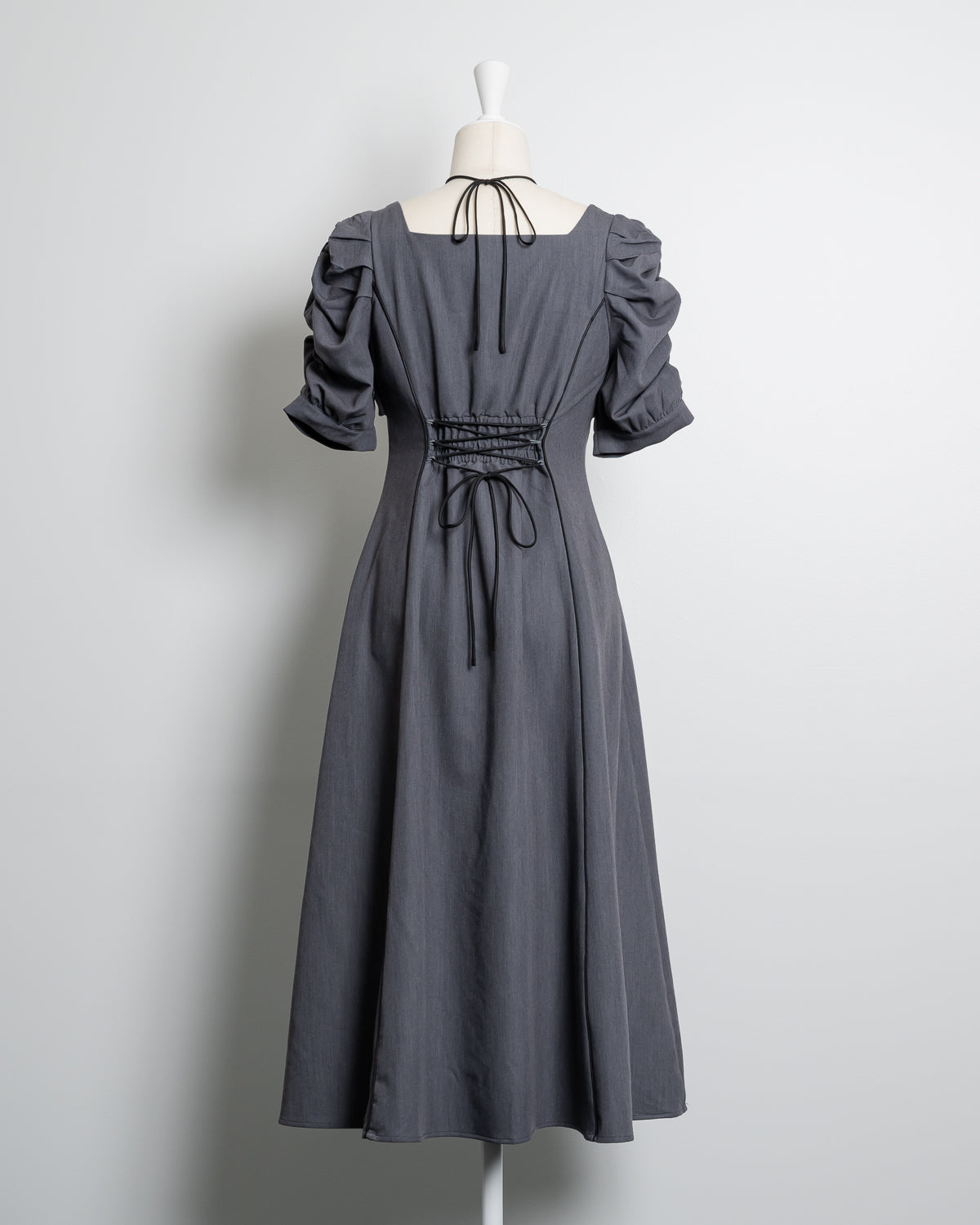 フロントリボンフレアロングワンピース