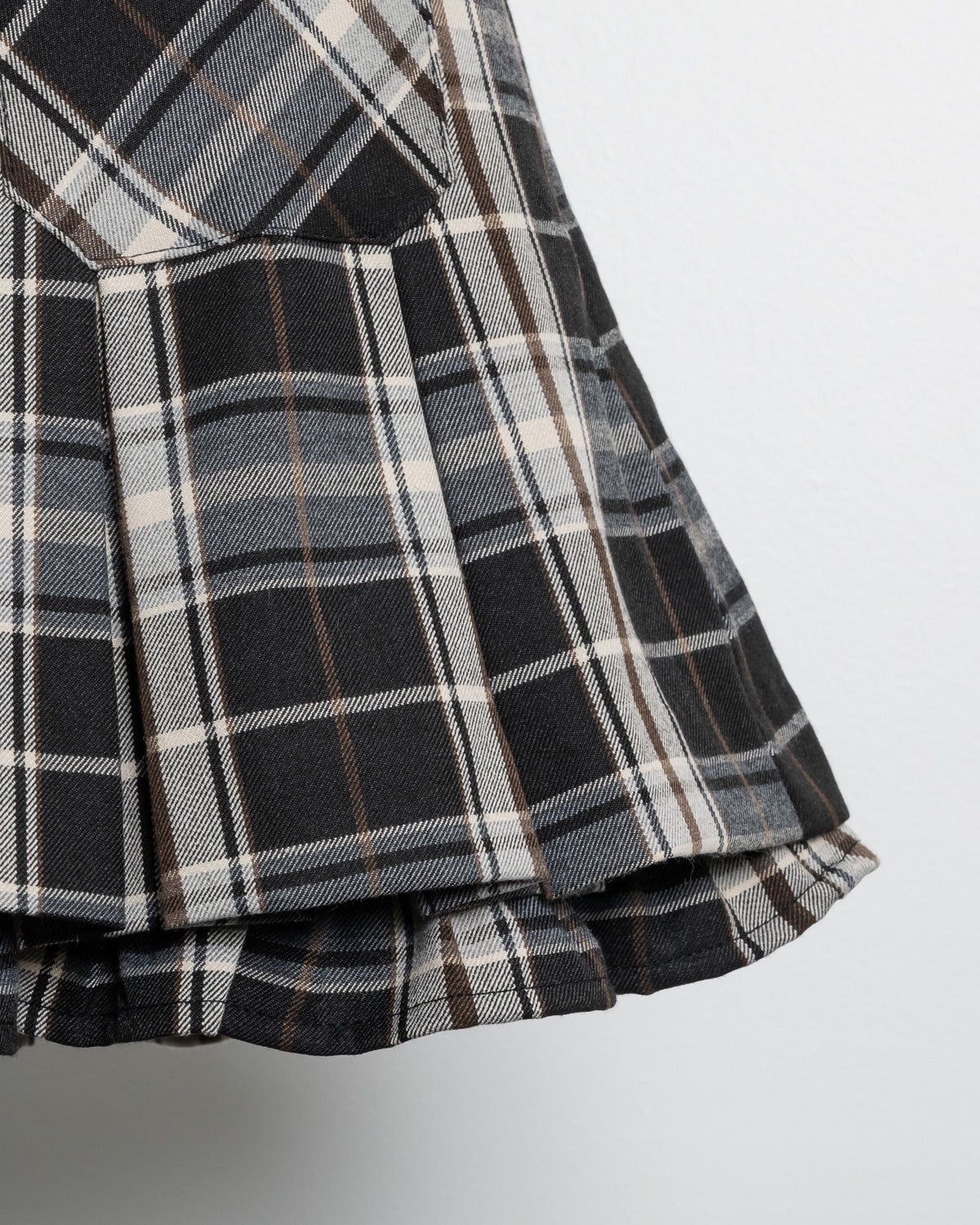 レザーベルトチェックプリーツミニスカート