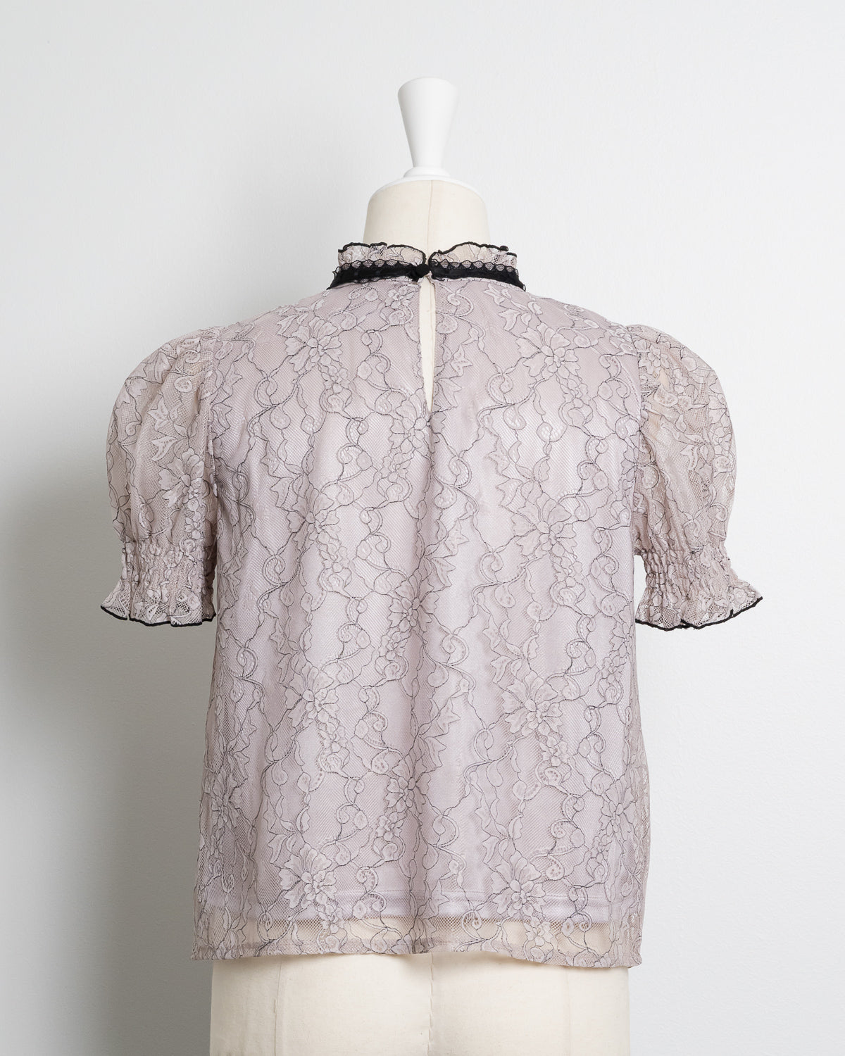 はしごリボンバイカラーレースブラウス