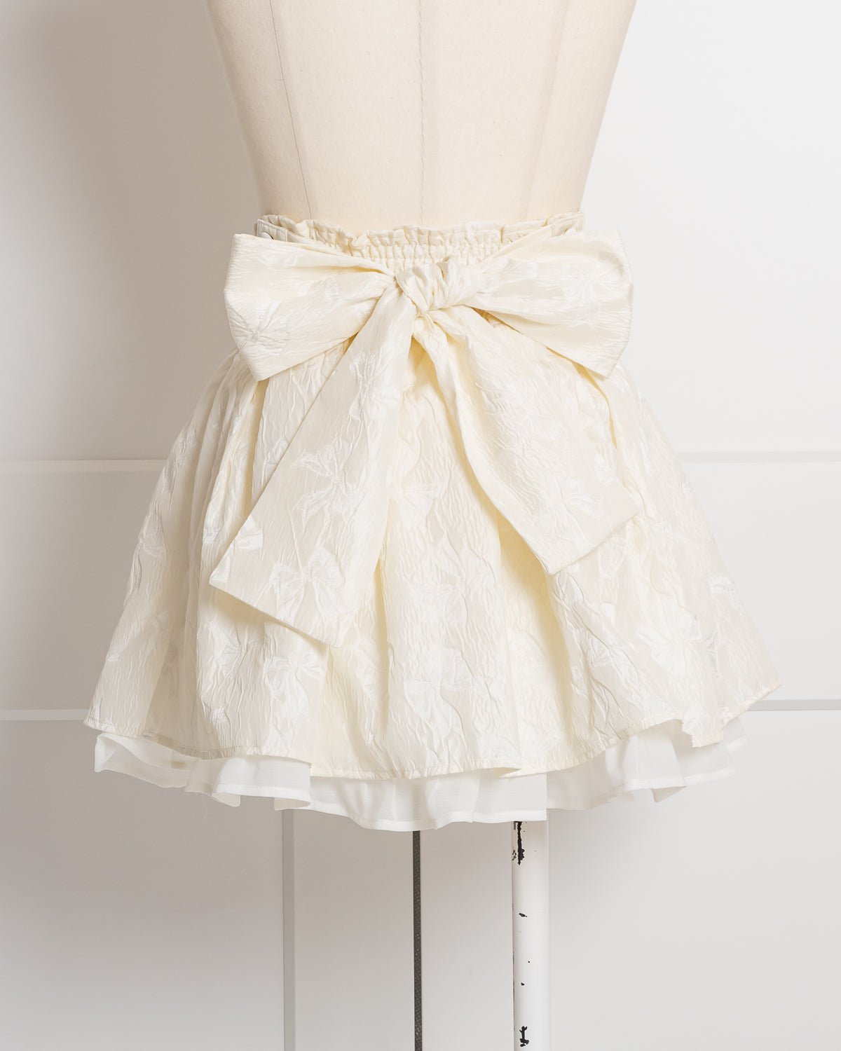 リボンジャガードタックフレアスカート