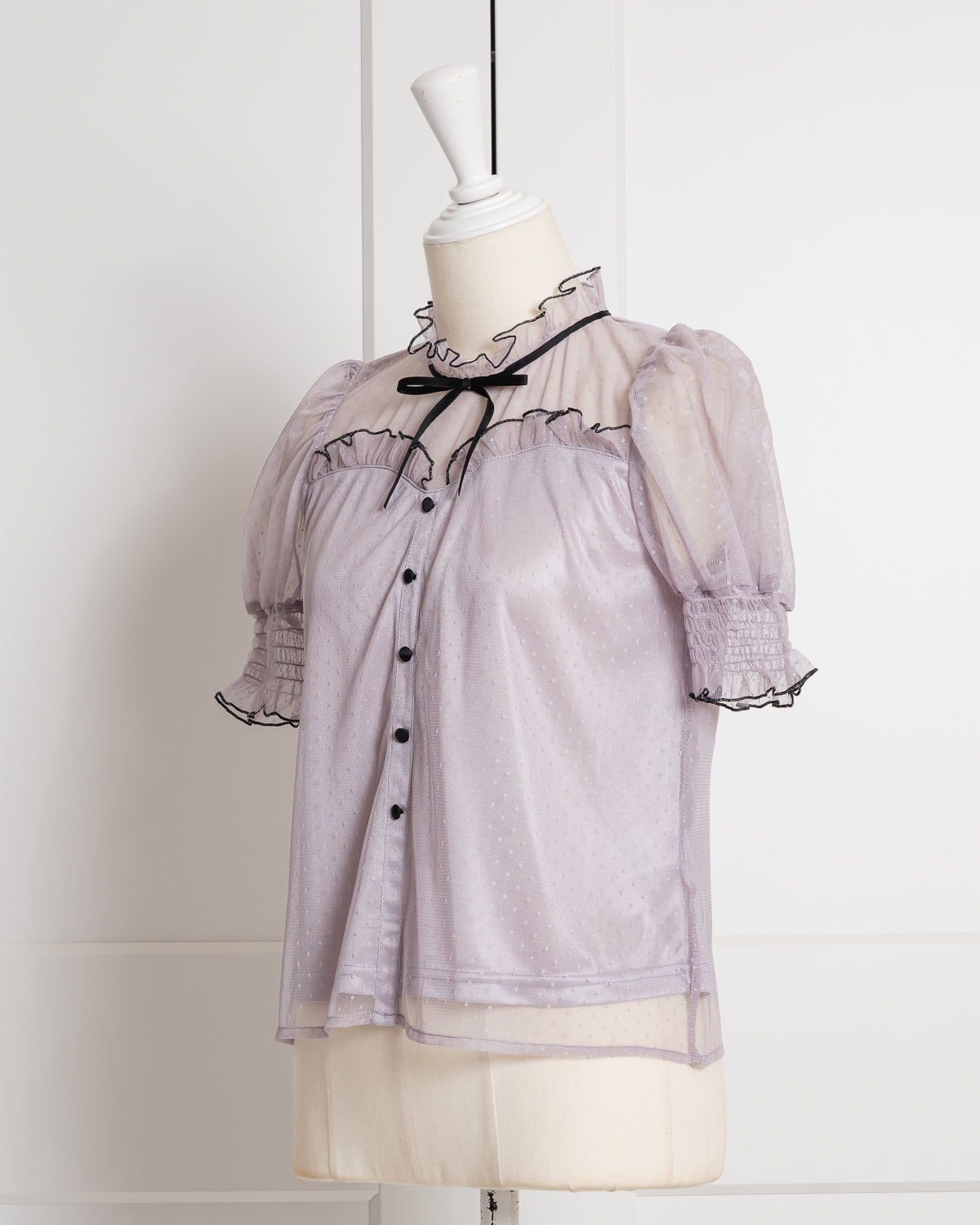 ドットチュールメローフリルブラウス